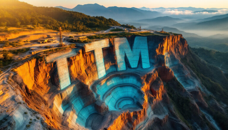 Titan Minerals Ltd-TTM-TTM letters carved into quarry landscape.