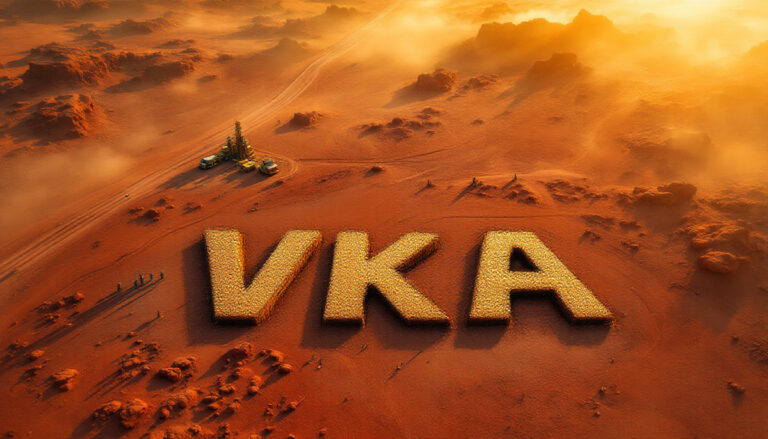 Viking Mines Ltd-VKA-VKA letters on Mars-like terrain.
