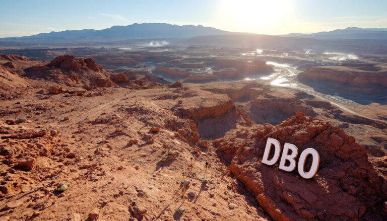 Diablo Resources Ltd-DBO-Desert landscape with DBO letters displayed.