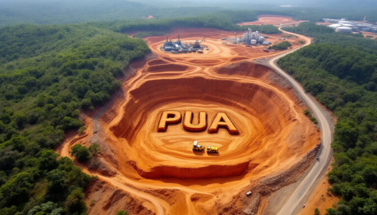 Peak Minerals Ltd-PUA-Mining site with PUA letters in pit.