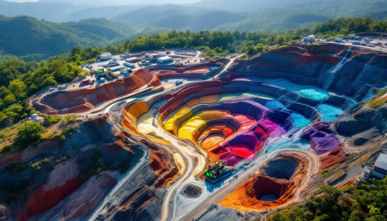 Axel Ree Ltd-AXL-Colorful quarry landscape in mountainous area.