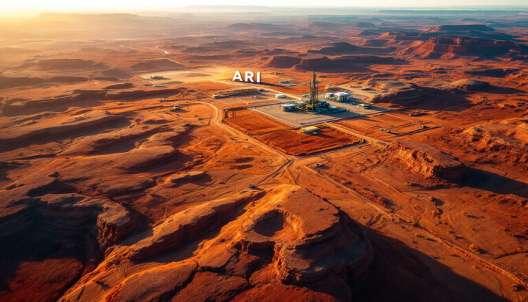 Arika Resources Ltd-ARI-Ari desert landscape with industrial structures.