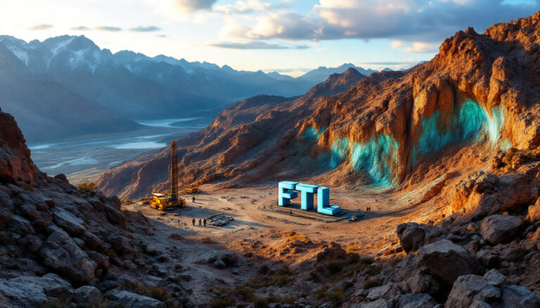 Firetail Resources Ltd-FTL-FTL sculpture in mountainous landscape.
