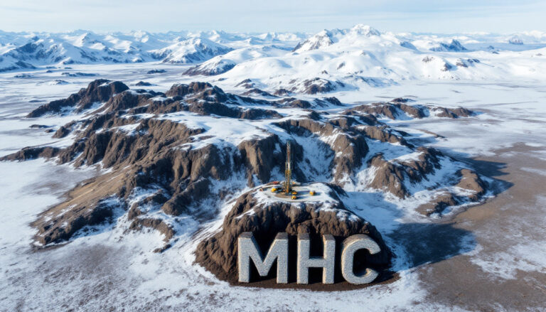 Manhattan Corporation Ltd-MHC-MHC on snowy mountain landscape with equipment.