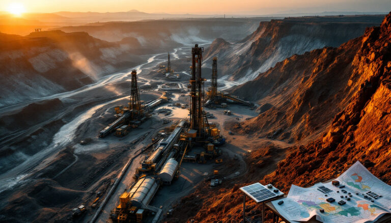 SKY Metals Ltd-SKY-Copper mining site at sunrise, equipment visible.