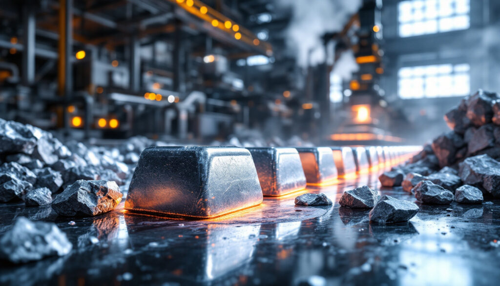 Zinc concentrate processing in industrial setting.