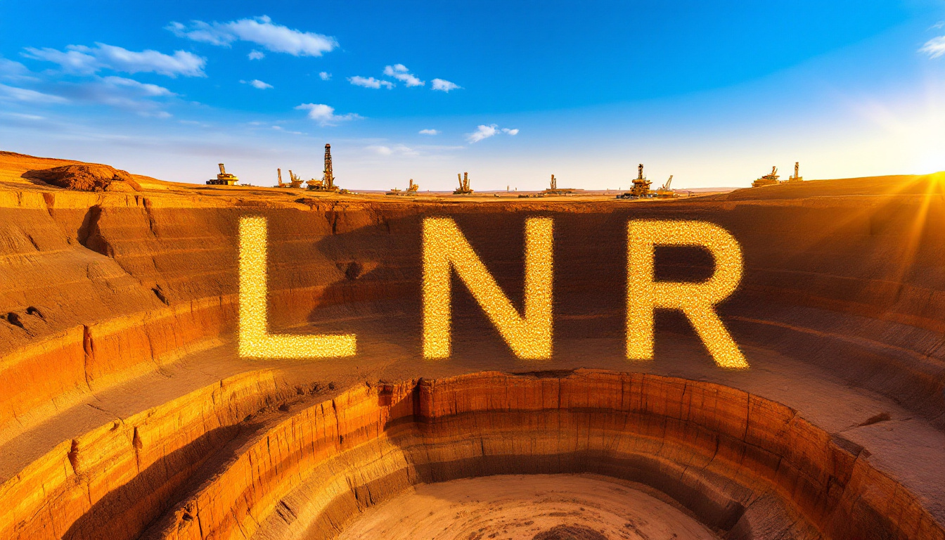 Lanthanein Resources Ltd-LNR-LNR logo in a vast quarry.