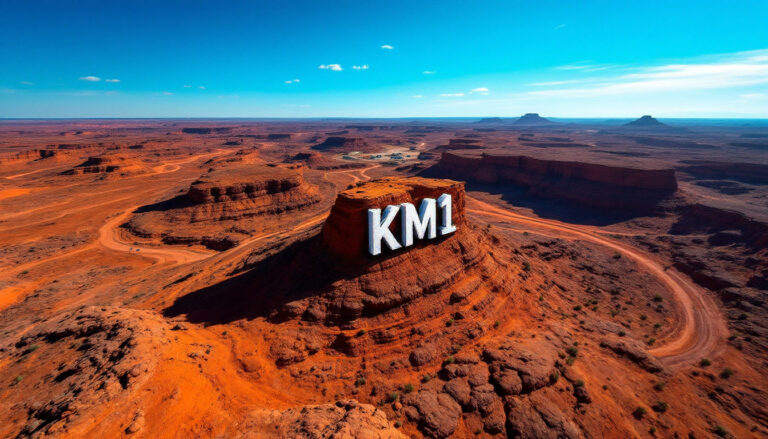 Kali Metals Ltd-KM1-KM1 on a desert butte landscape.