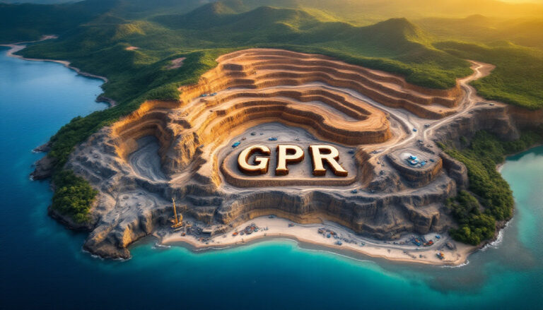 Geopacific Resources Ltd-GPR-GPR carved into vibrant coastal landscape.