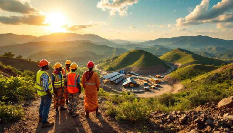 RAREX Ltd-REE-Construction workers overlooking beautiful hillside landscape.