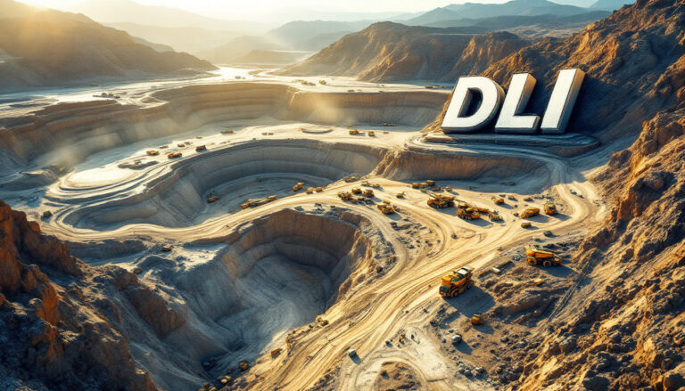 Delta Lithium Ltd-DLI-DLI text in large quarry setting.