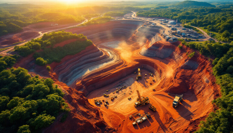 Equinox Resources Ltd-EQN-Open-pit mining operation at sunset.