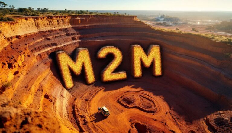 MT Malcolm Mines NL-M2M-M2M giant letters over mine landscape.
