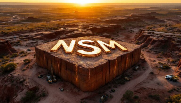 North Stawell Minerals Ltd-NSM-NSM landscape with glowing sunset letters.