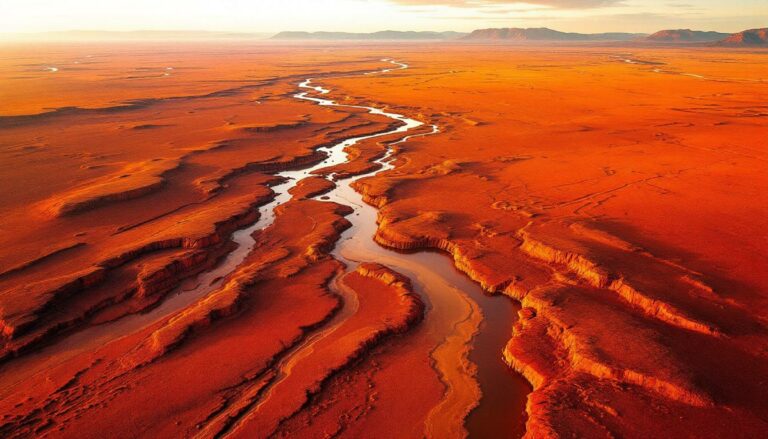 Greenvale Energy Ltd-GRV-Mars landscape with winding river channels.