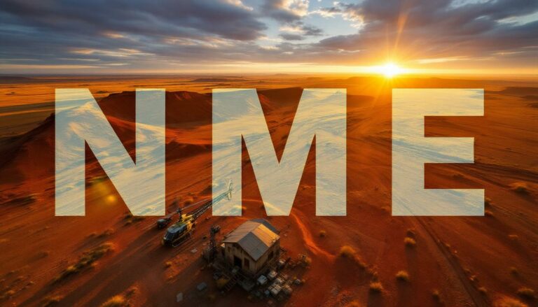 NEX Metals Exploration Ltd-NME-NME logo over stunning desert sunrise.