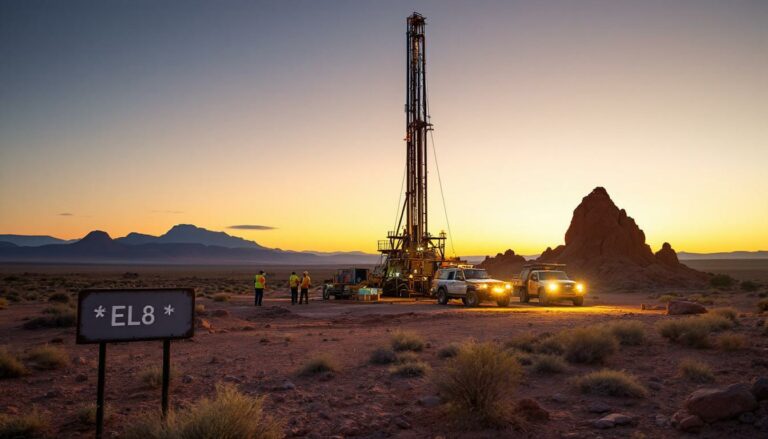 Elevate Uranium Ltd-EL8-Mining operation at sunset in desert.