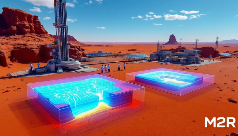 Miramar Resources Ltd-M2R-Mars mining simulation with futuristic technology.