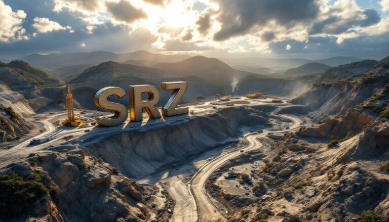 Stellar Resources Ltd-SRZ-SRZ letters on rugged quarry landscape.