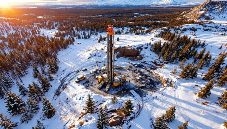 Latitude 66 Ltd-LAT-Geothermal drilling in snowy forest landscape.