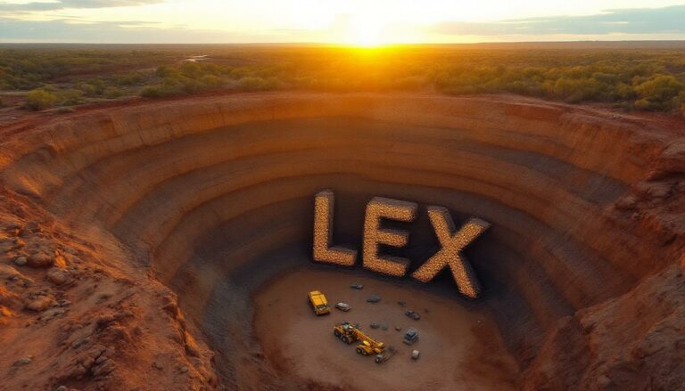 Lefroy Exploration Ltd-LEX-LEX in a vast quarry sunset.