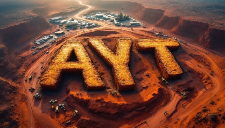 Austin Metals Ltd-AYT-AYT carved into desert landscape scene.