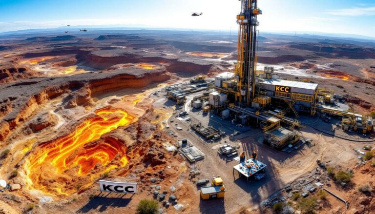 Kincora Copper Chess Depositary Interests 1:1-KCC-Volcano drilling site with KCC machinery.