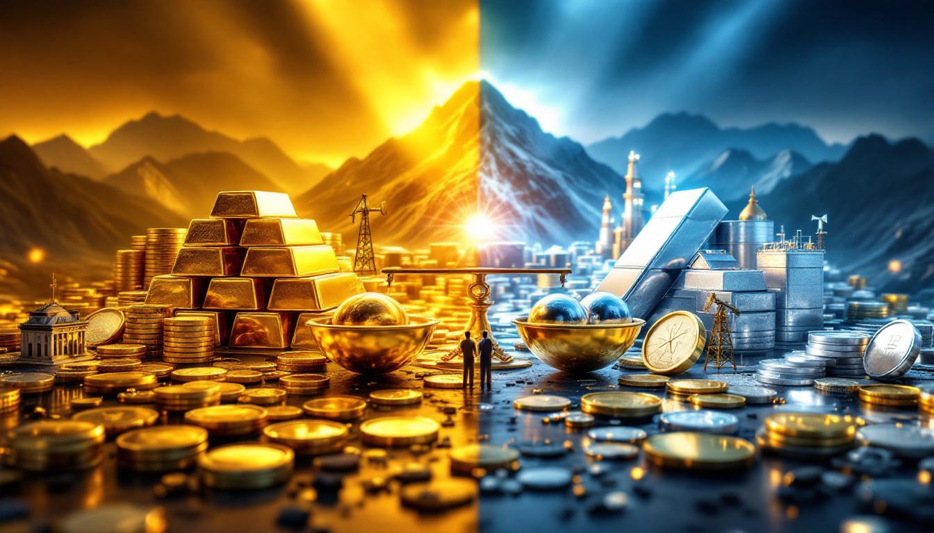 Silver and gold investing with scales.