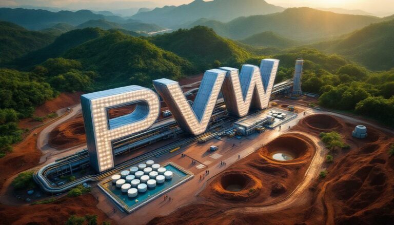 PVW Resources Ltd-PVW-PVW industrial site amidst lush mountains.
