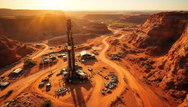 Breakthrough Minerals Ltd-BTM-Desert drilling equipment in a canyon.