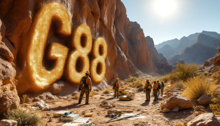 Golden Mile Resources Ltd-G88-G88 discovery in sunlit desert canyon.
