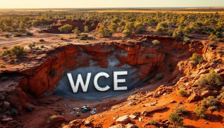 West Coast Silver Ltd-WCE-"WCE" carved in desert landscape.