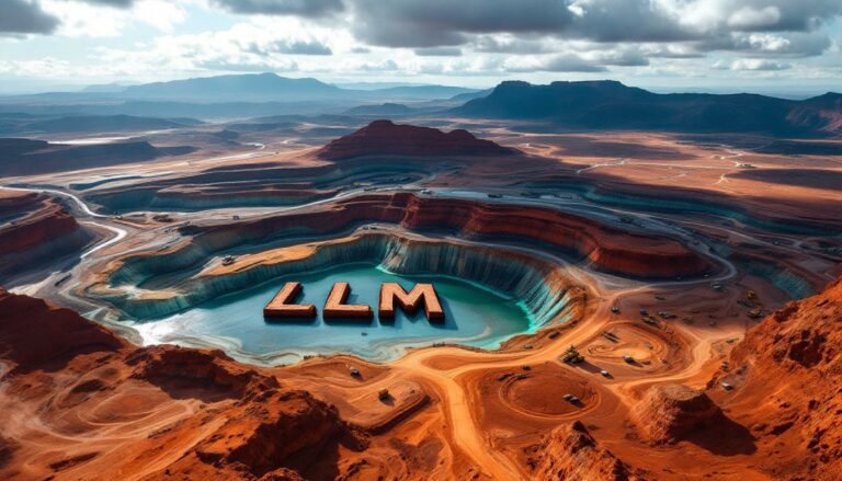 Loyal Metals Ltd-LLM-LLM letters in desert landscape pool.
