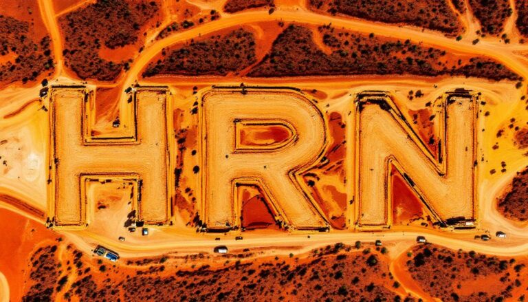 Horizon Gold Ltd-HRN-Giant HRN letters carved in landscape.
