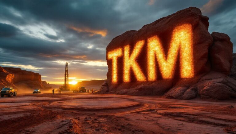 Trek Metals Ltd Chess Depositary Interests 1:1-TKM-TKM desert scene with glowing letters.