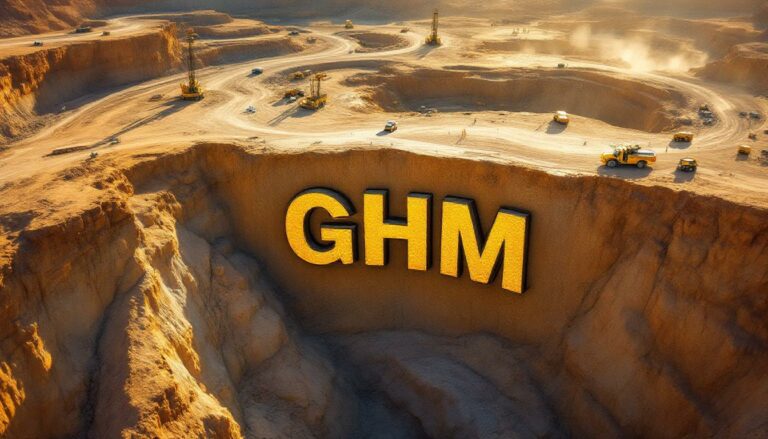 Golden Horse Mineral Chess Depositary Interests 1:1-GHM-GHM large letters in desert quarry.