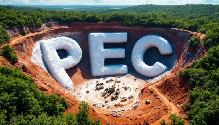 Perpetual Resources Ltd-PEC-PEC letters carved in quarry landscape.