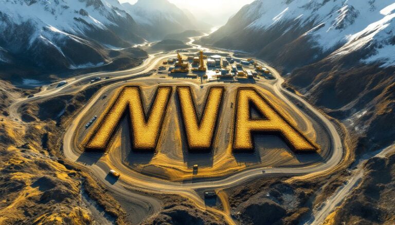 Nova Minerals Ltd-NVA-NVA letters in mountainous landscape setting.