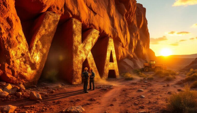 Viking Mines Ltd-VKA-VKA letters carved into desert canyon.