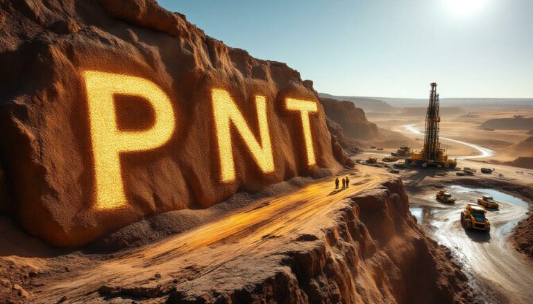 Panther Metals Ltd-PNT-Giant "PNT" letters in desert excavation.
