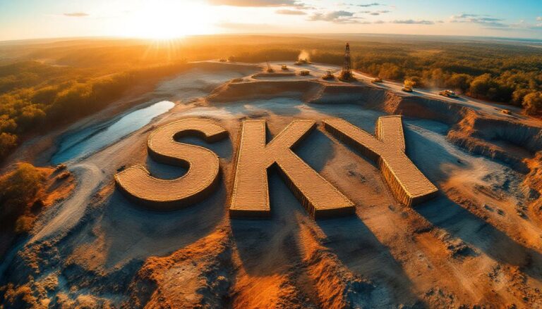 SKY Metals Ltd-SKY-"Sky" carved in landscape at sunset.