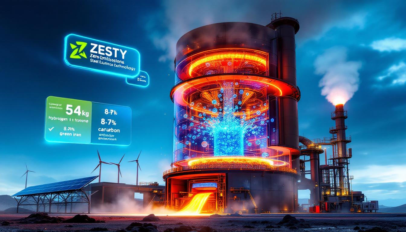Futuristic green iron plant visualization.