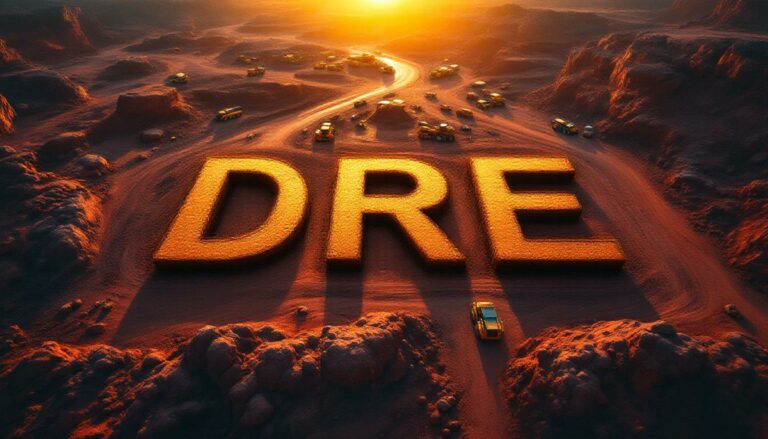 Dreadnought Resources Ltd-DRE-DRE letters carved into desert landscape.