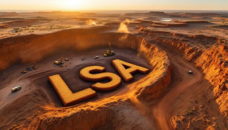 Lachlan Star Ltd-LSA-LSA letters carved in desert landscape.