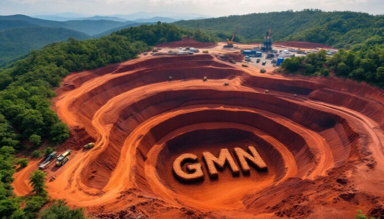 Gold Mountain Ltd-GMN-GMN logo in a large quarry.