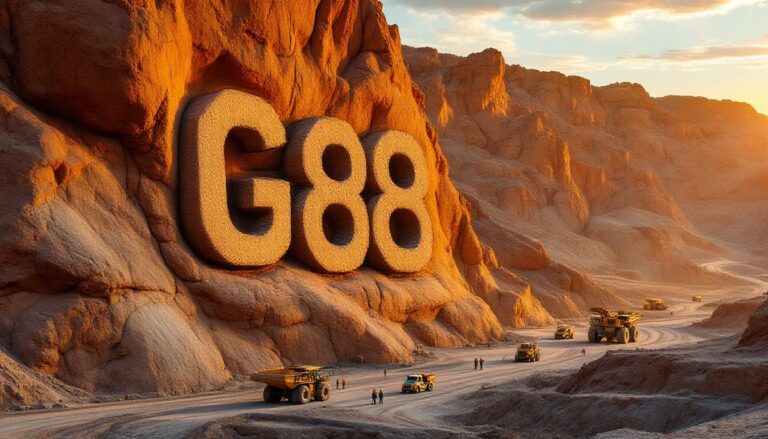 Golden Mile Resources Ltd-G88-G88 carved into a rocky desert landscape.