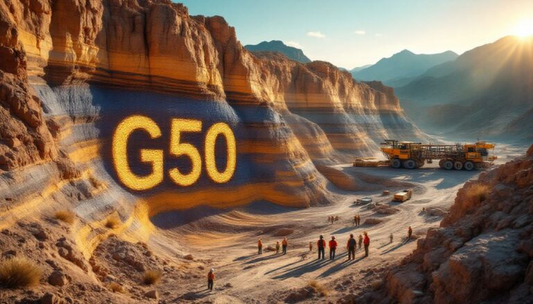 G50 Corp Ltd-G50-G50 mining landscape with machinery and workers.