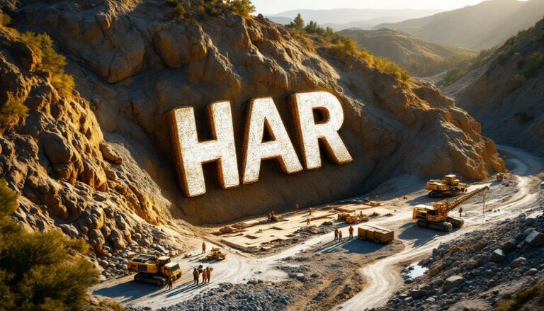 Haranga Resources Ltd-HAR-HAR letters carved into a mountainside.