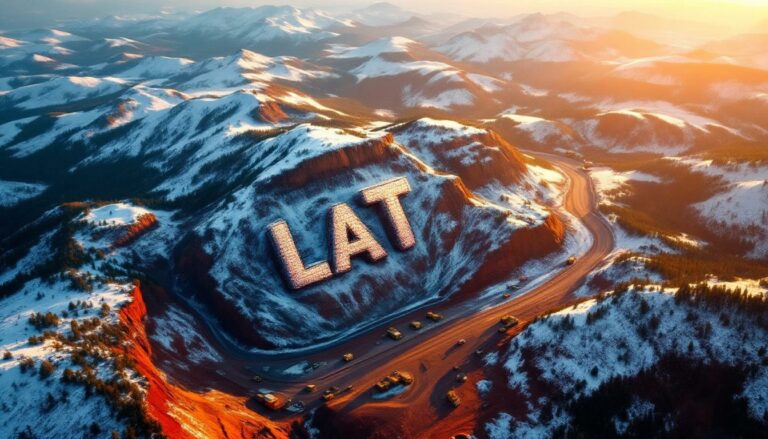 Latitude 66 Ltd-LAT-Mountain landscape at sunset with "LAT".