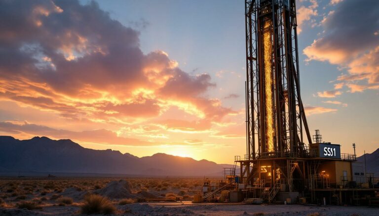 Sun Silver Ltd-SS1-SSS1 launchpad at sunset, mountains backdrop.